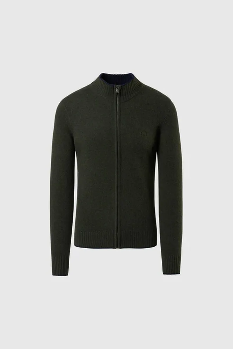 Maglione in cashmere con zip uomo Verde