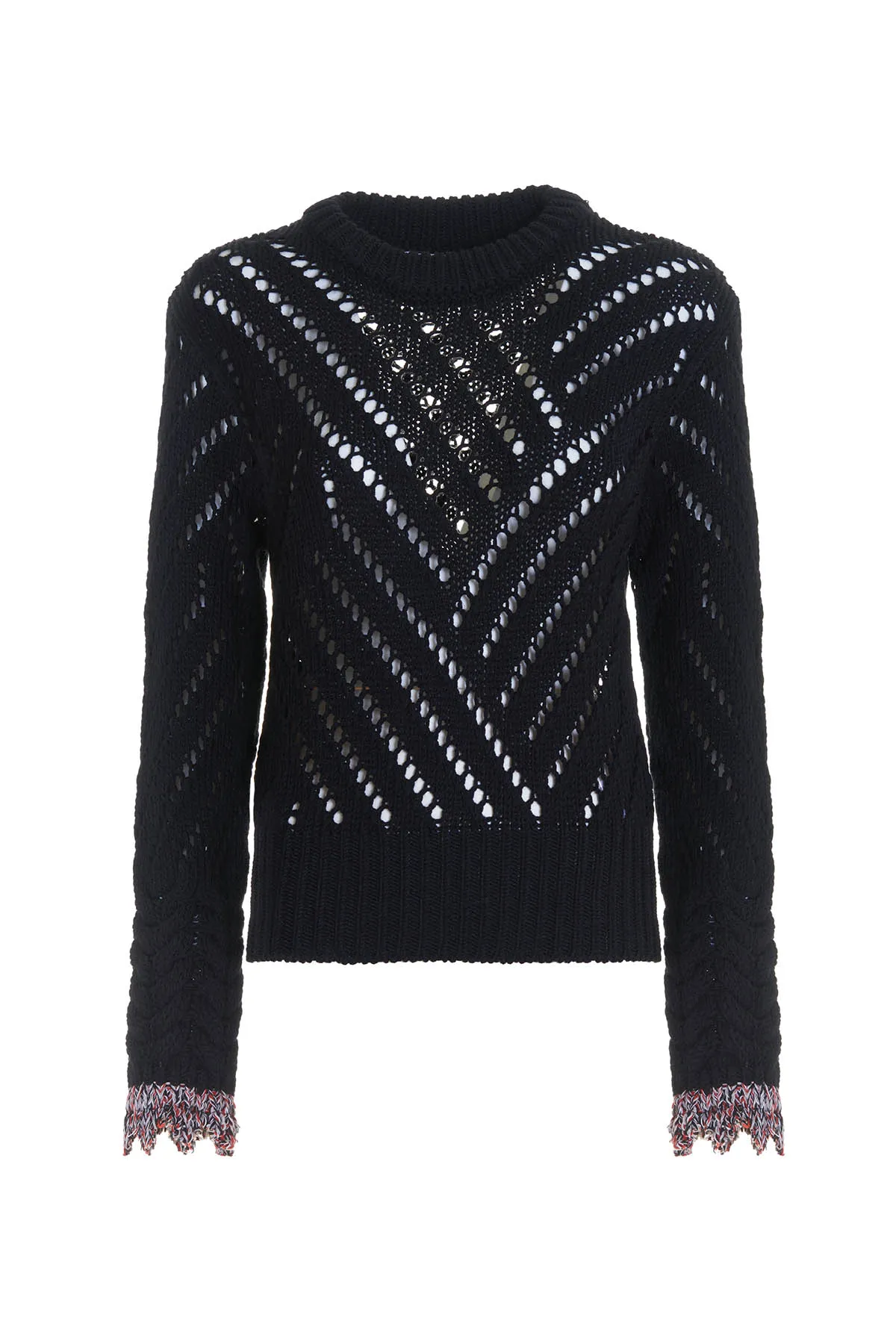 Maglione traforato con polsi a contrasto DONDUP