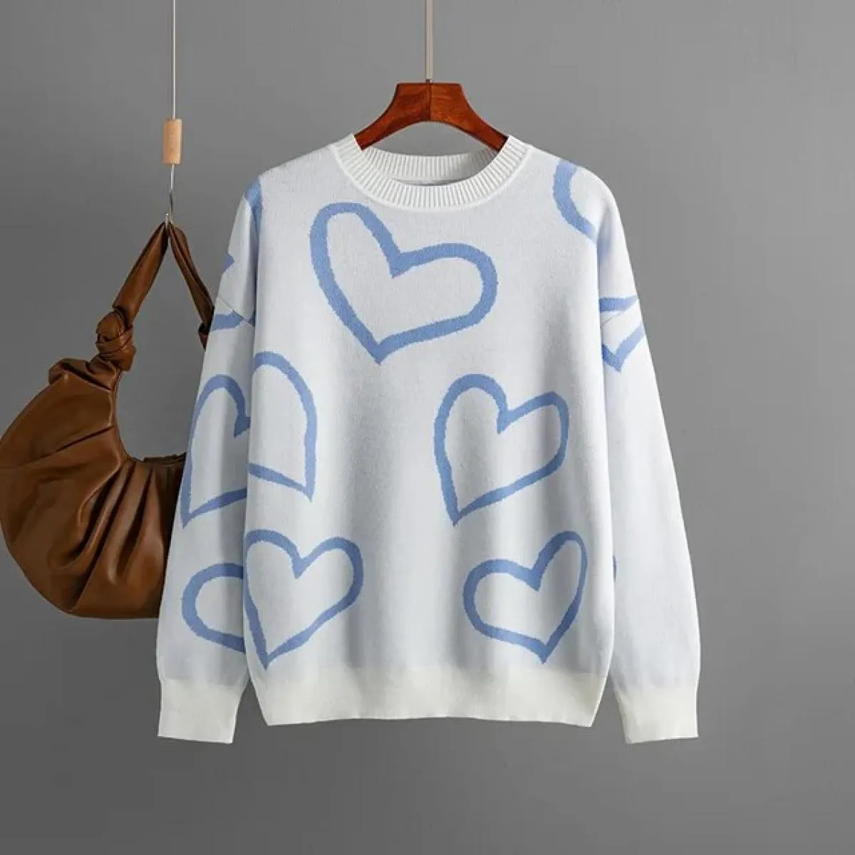 Maglioni da donna 2023 Autunno e inverno nuova moda girocollo maglione color amore maglione pullover ampio
