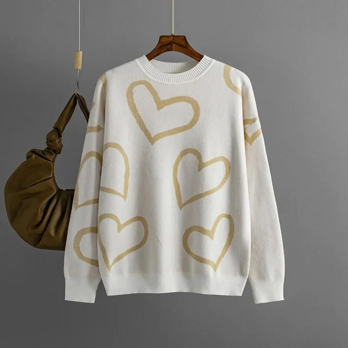 Maglioni da donna 2023 Autunno e inverno nuova moda girocollo maglione color amore maglione pullover ampio
