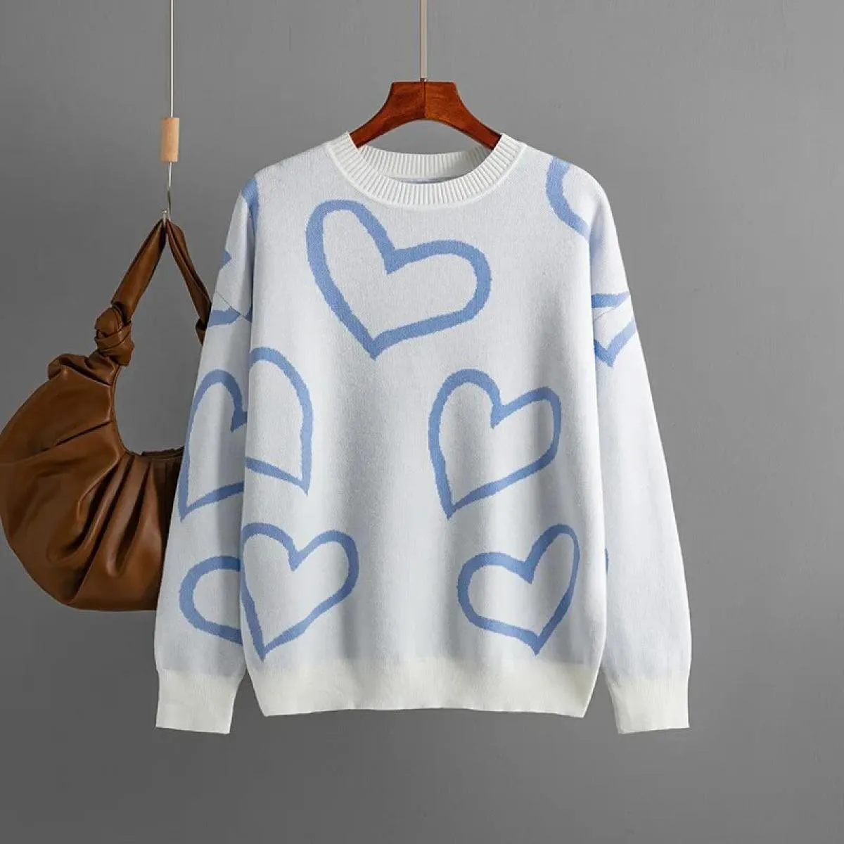 Maglioni da donna 2023 Autunno e inverno nuova moda girocollo maglione color amore maglione pullover ampio