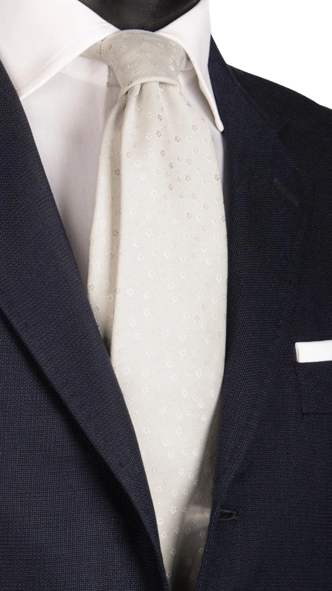 Man Iridescent Pearl White Ceremony Silk Tie Grey Flowers CY6606