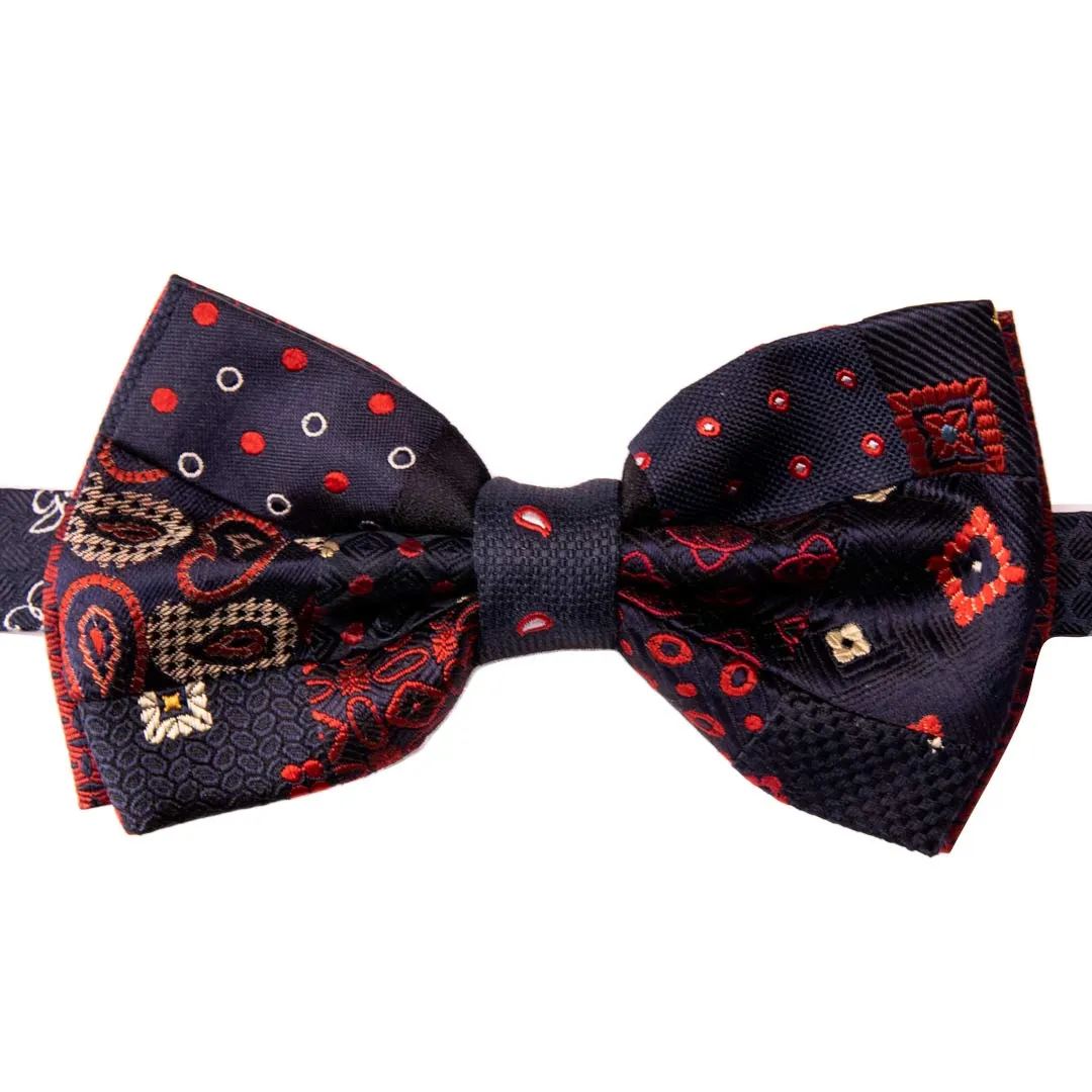 Man Patchwork Silk Pre-Tied Bow Tie Multicolor Pattern PATCH810