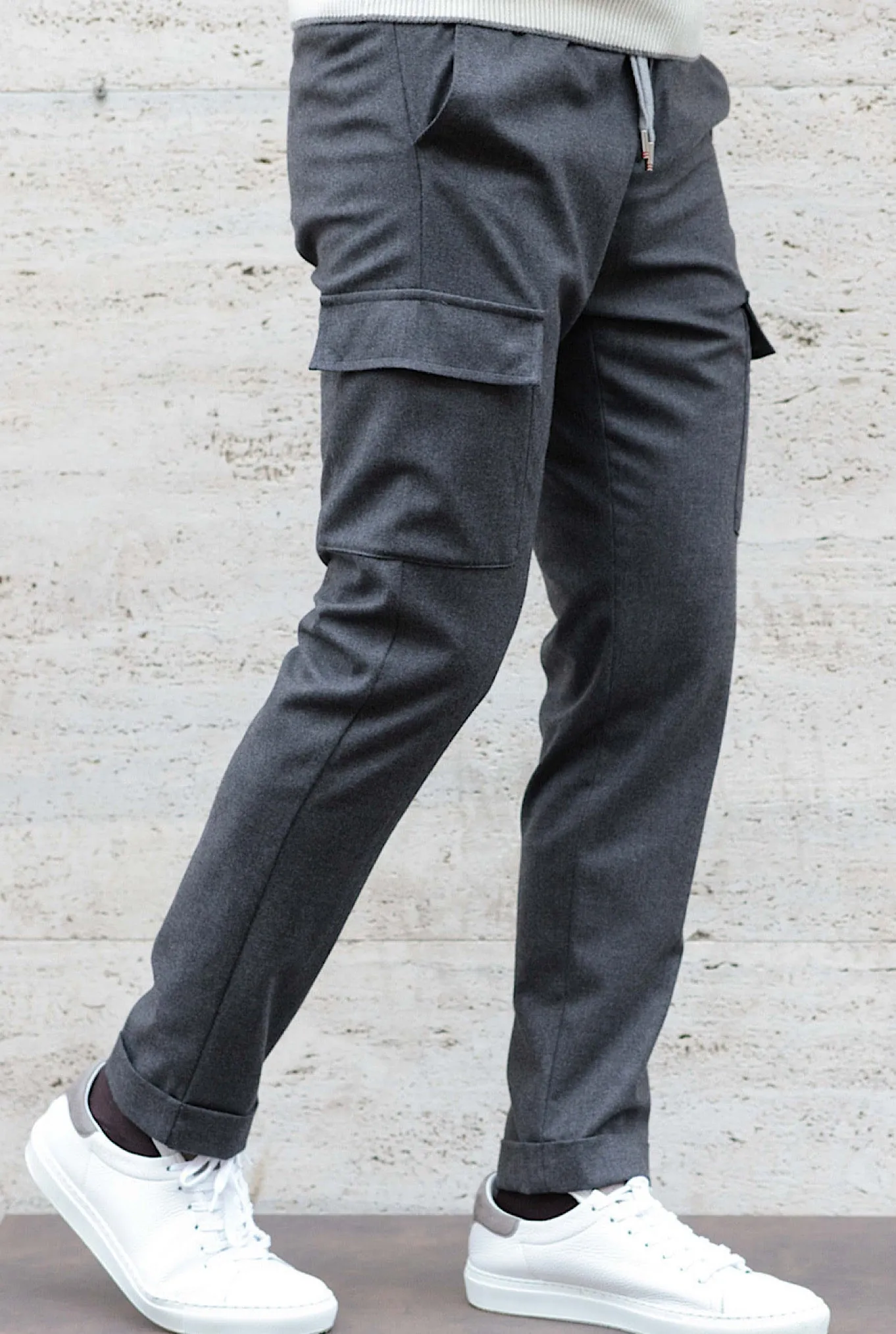 MARCO PESCAROLO Pantalone con Coulisse Cargo Grigio