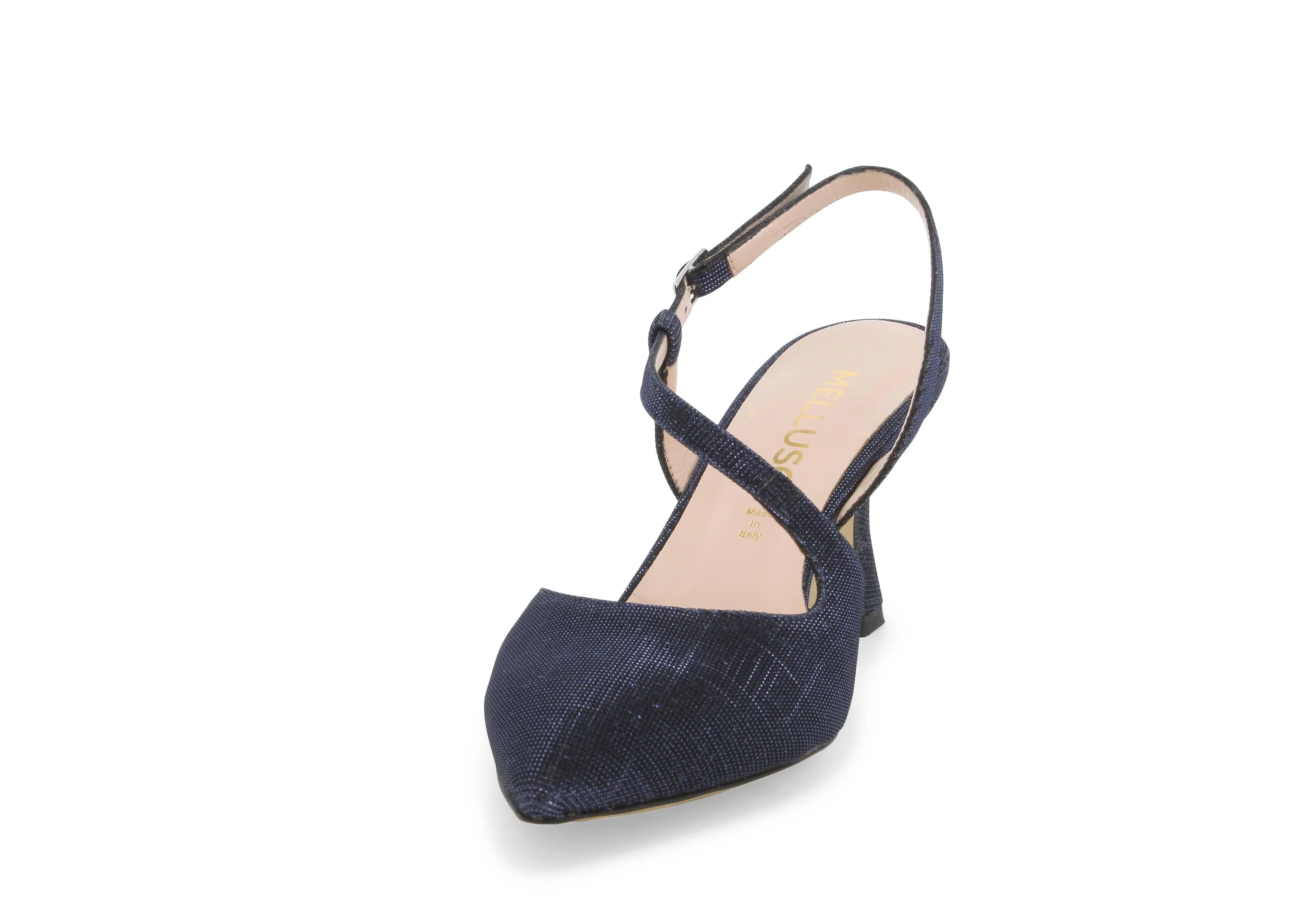 Melluso Décolleté Elegante Tallone Aperto in Tessuto Galassia