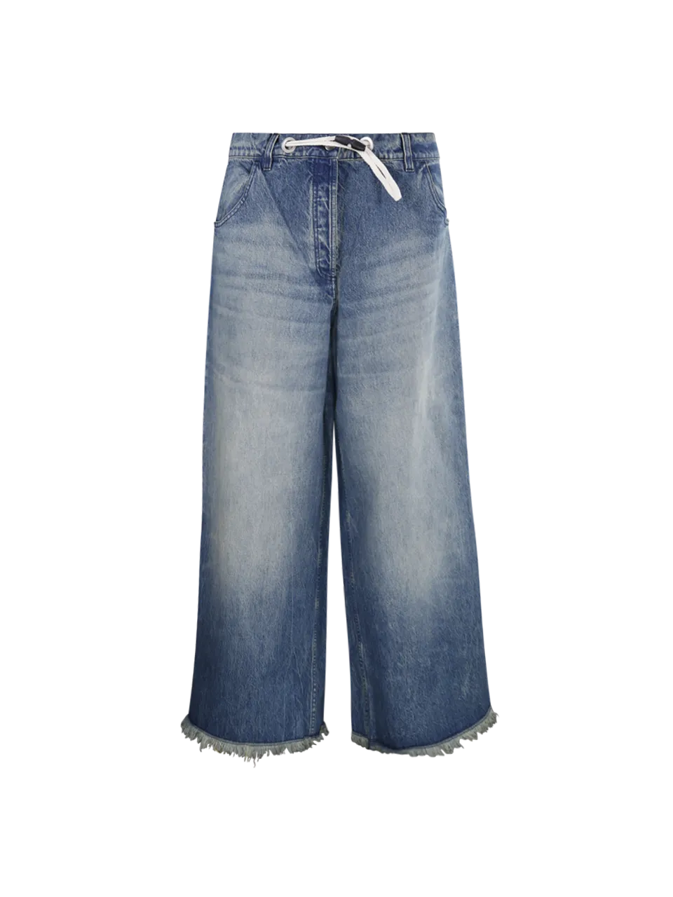 MEN MONCLER GENIUS PALM ANGELS BLUE COTTON TROUSERS