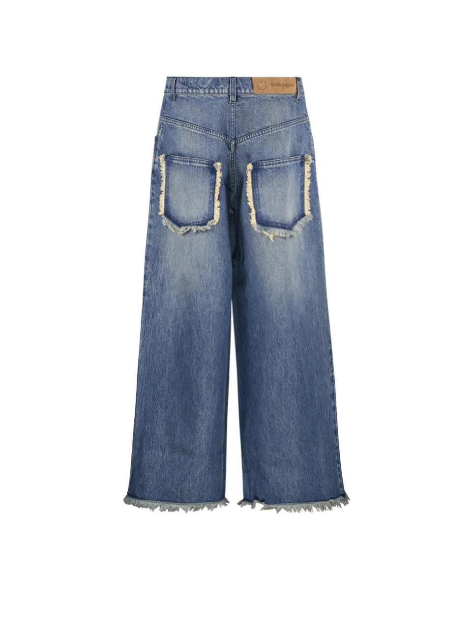 MEN MONCLER GENIUS PALM ANGELS BLUE COTTON TROUSERS