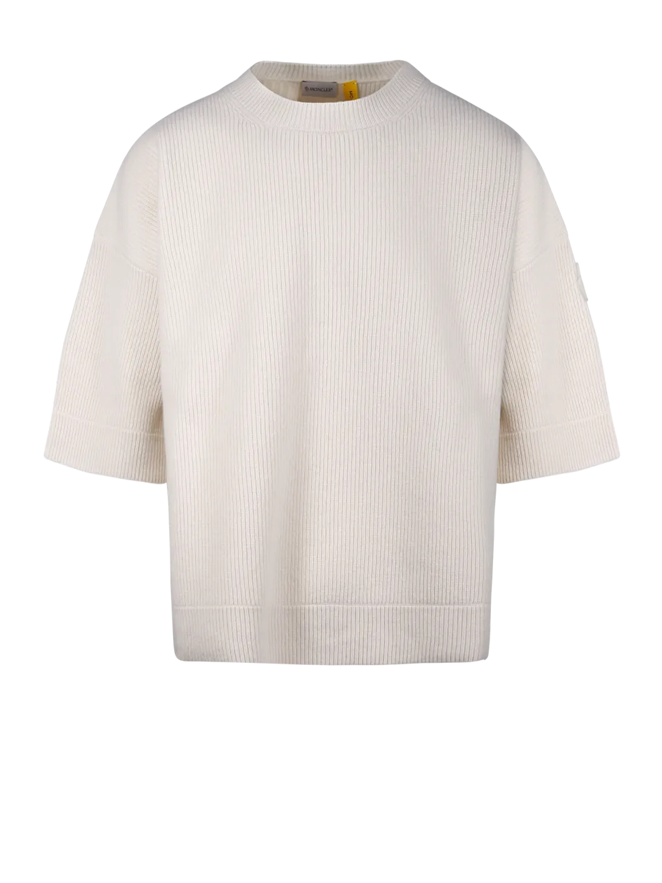 MEN MONCLER GENIUS ROC NATION WHITE VIRGIN WOOL RIBBED PULLOVER