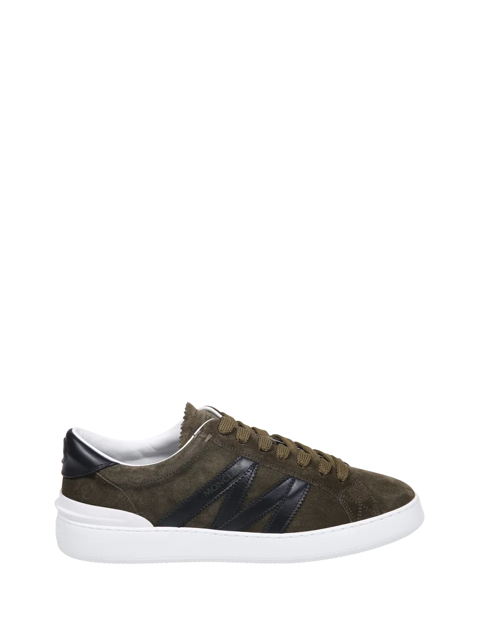 MEN MONCLER MILITARY GREEN REAL LEATHER MONACO LOW SNEAKER