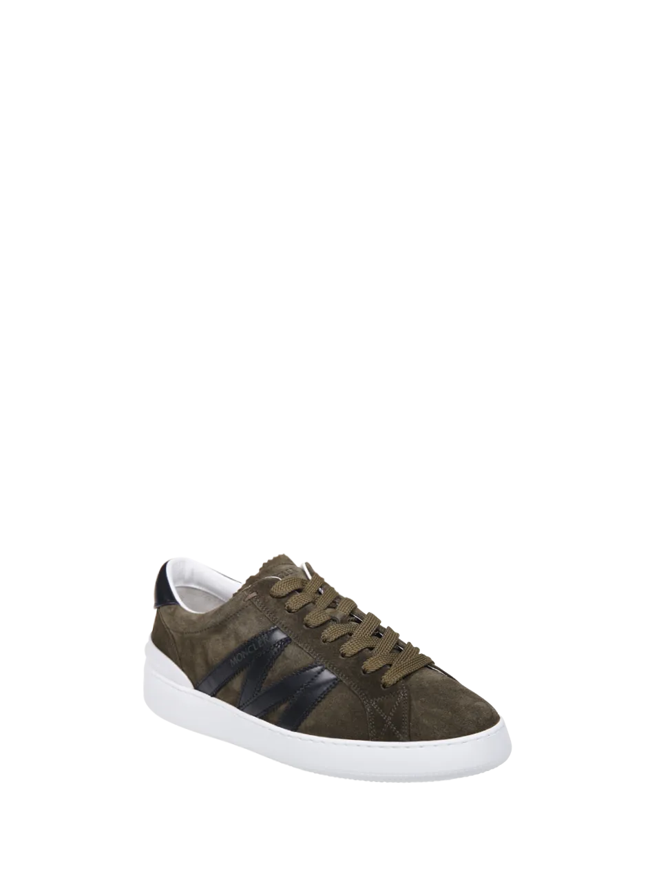 MEN MONCLER MILITARY GREEN REAL LEATHER MONACO LOW SNEAKER
