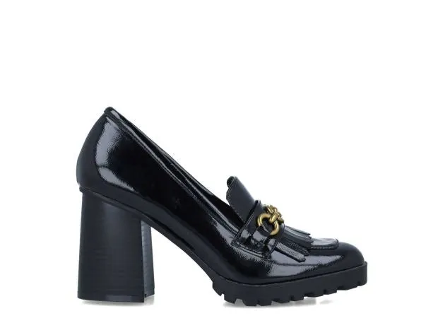 MENBUR scarpe mocassino donna vernice tacco alto 24617 0001 NERO inverno 2023