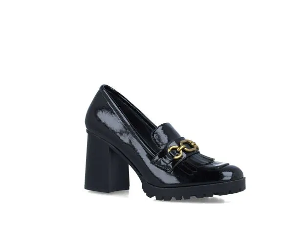 MENBUR scarpe mocassino donna vernice tacco alto 24617 0001 NERO inverno 2023