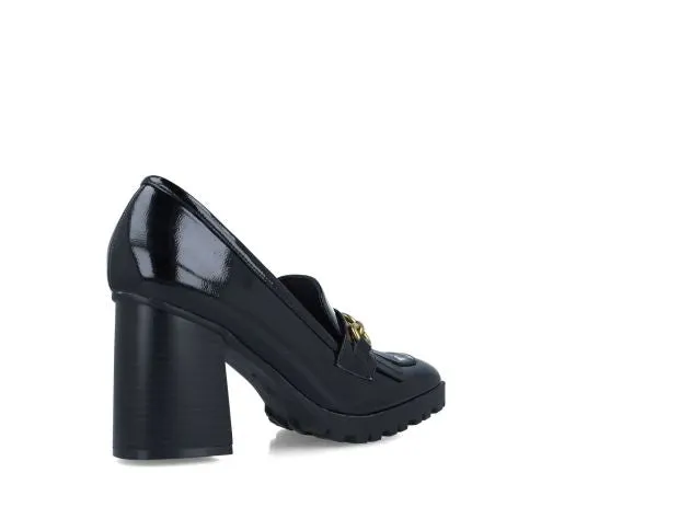 MENBUR scarpe mocassino donna vernice tacco alto 24617 0001 NERO inverno 2023