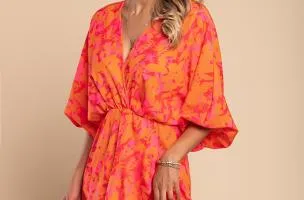 Mini abito elegante con stampa Toretta, fucsia