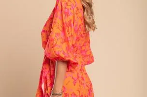Mini abito elegante con stampa Toretta, fucsia