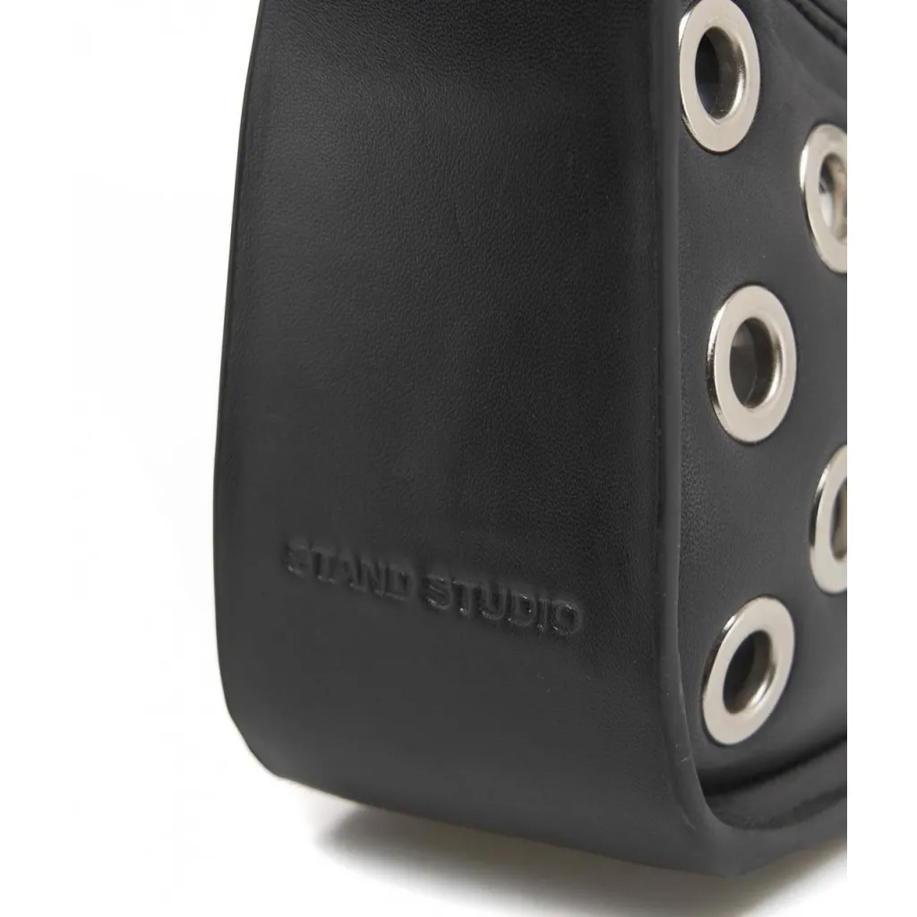 Mini borsa a tracolla con occhielli nero