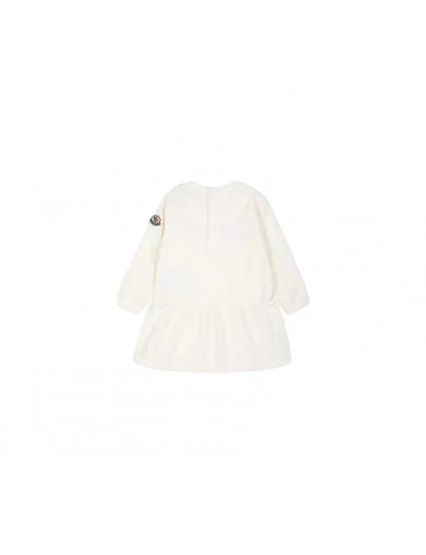 MONCLER     Abito panna in ciniglia con logo cucito Moncler