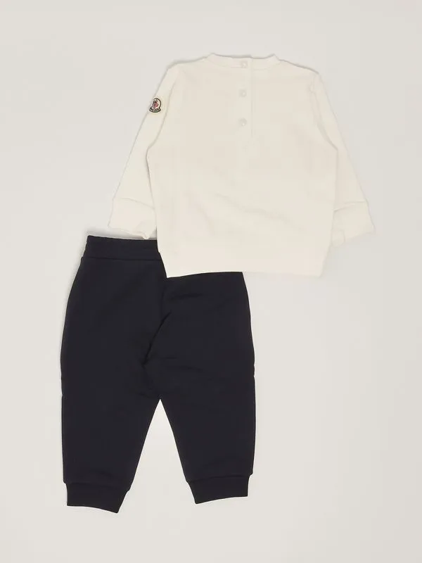MONCLER  Completo neonato Moncler in cotone stretch Bianco-Blu