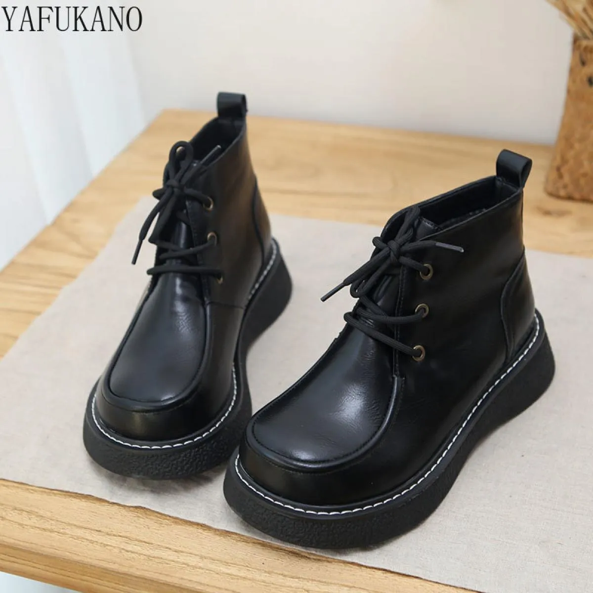 Mori Retro Letterario Testa Grande Bambola Stivaletti Calore Invernale Con Suola Spessa Antiscivolo Stivaletti da Donna Casual S