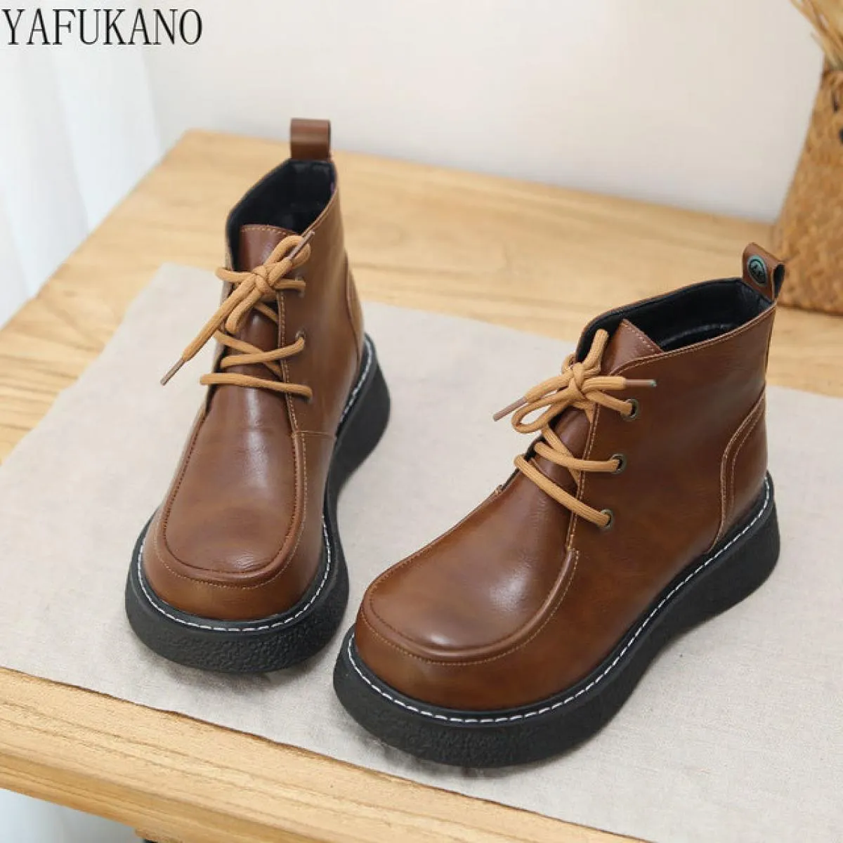 Mori Retro Letterario Testa Grande Bambola Stivaletti Calore Invernale Con Suola Spessa Antiscivolo Stivaletti da Donna Casual S
