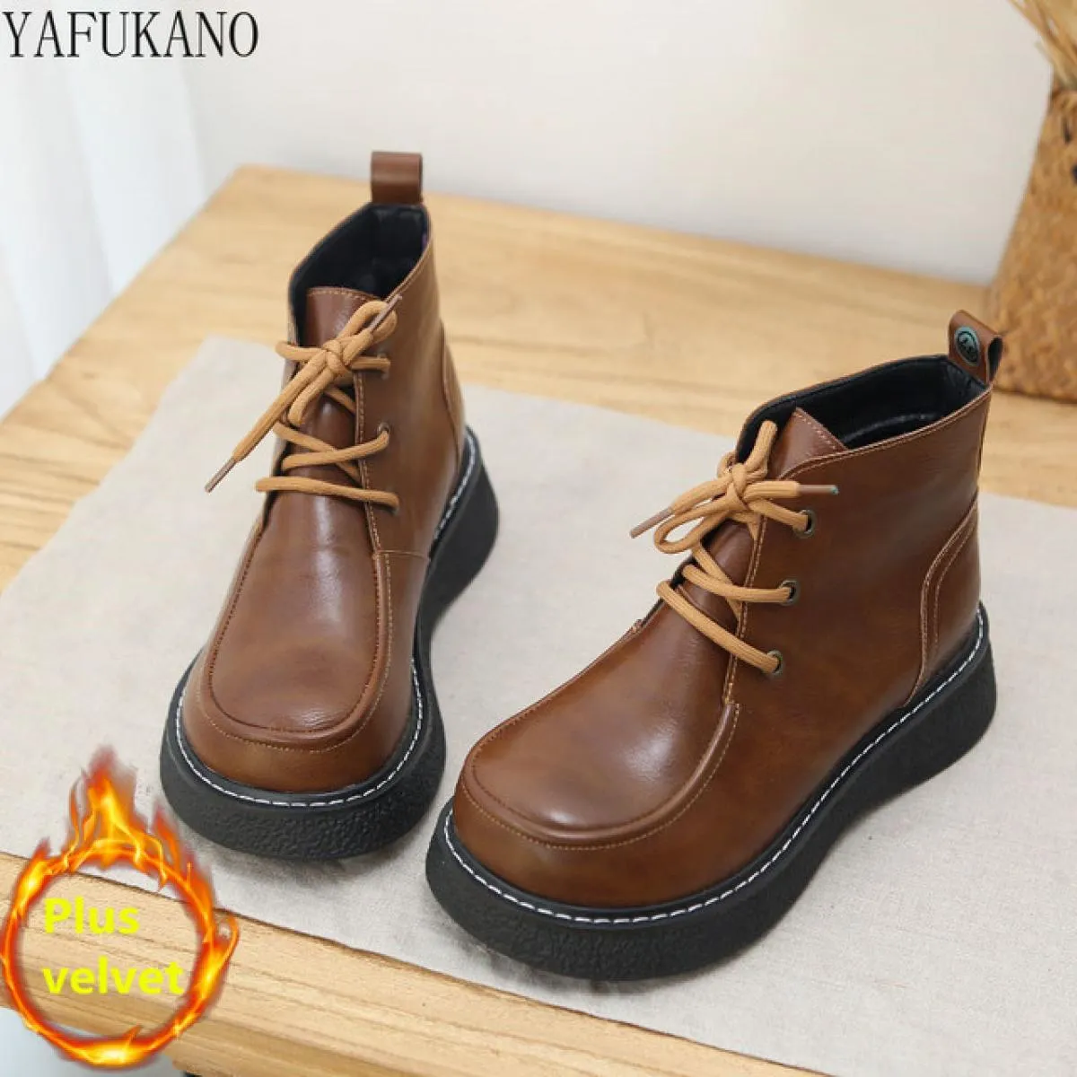 Mori Retro Letterario Testa Grande Bambola Stivaletti Calore Invernale Con Suola Spessa Antiscivolo Stivaletti da Donna Casual S
