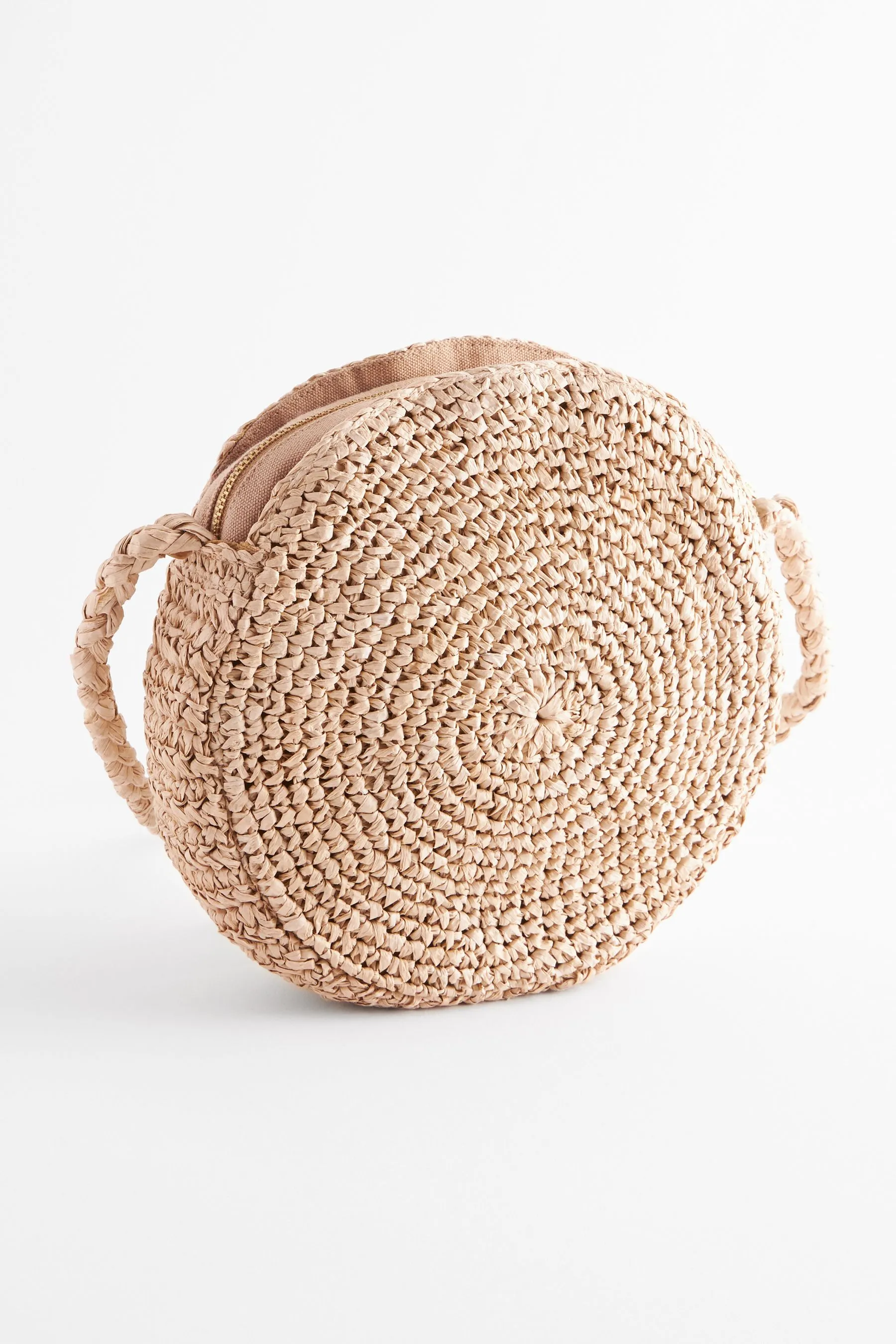 Naturale  - Borsa a tracolla circolare in rafia