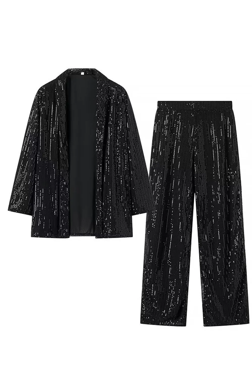 Nero Scintillante Paillettes 2 Pezzi Donna Abiti