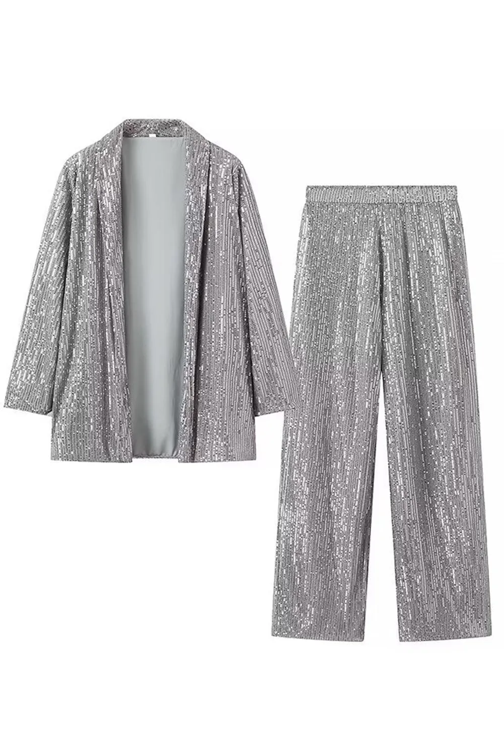 Nero Scintillante Paillettes 2 Pezzi Donna Abiti