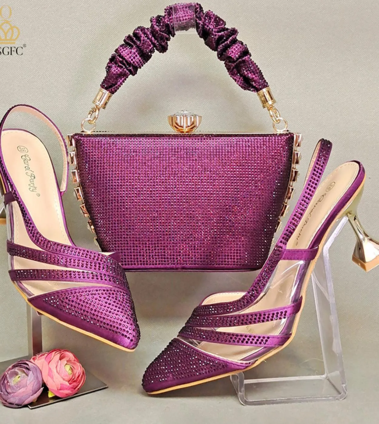 Nigerian Women Royal Blue Shoe Bag Set Bag Shoe Set Nigeria Party Size Nuovo