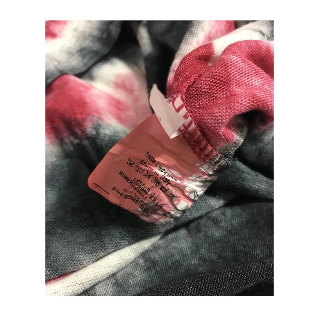 NUMERO PRIMO maglia donna verde acqua stampa mod S145M 100% lino MADE IN ITALY