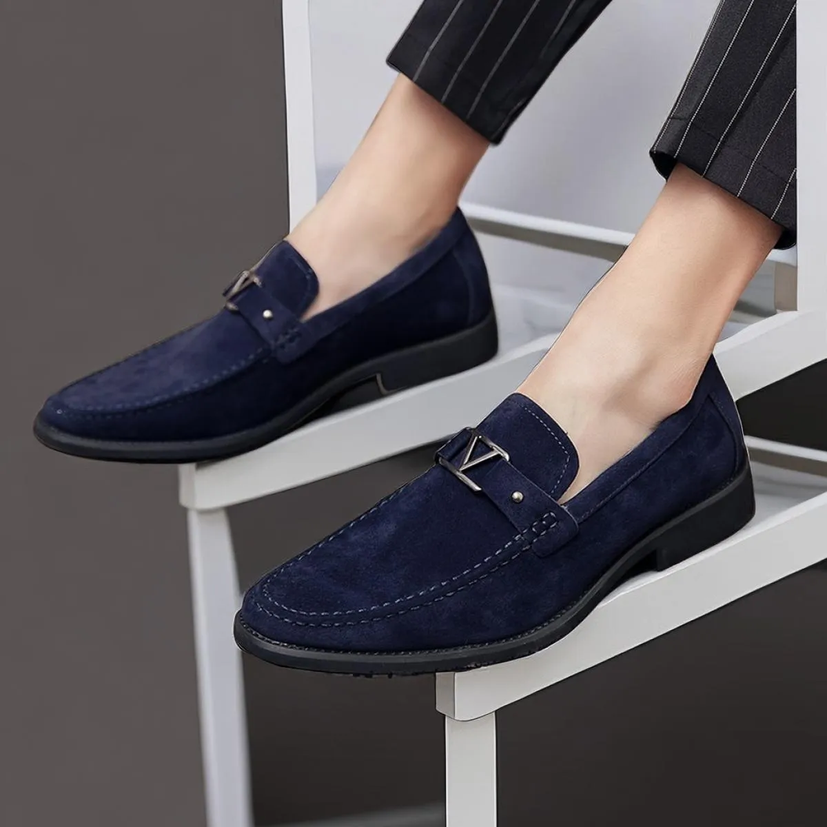 Nuovi mocassini neri da uomo Flock Shoes Business blu traspirante slip on scarpe solide fatte a mano spedizione gratuita taglia
