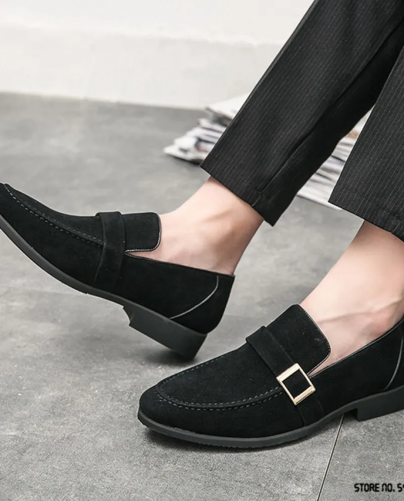 Nuovo Lusso In Pelle Scamosciata Fibbia Della Cintura Slip On Scarpe Da Uomo Casual Mocassini Affari Abito Formale Calzature Sap