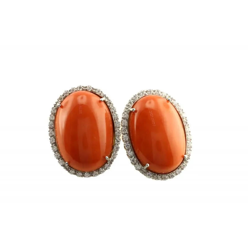 orecchini a margherita donna Gioielli Lavinia lav002498 in oro 750 bianco con corallo rosso e diamanti  