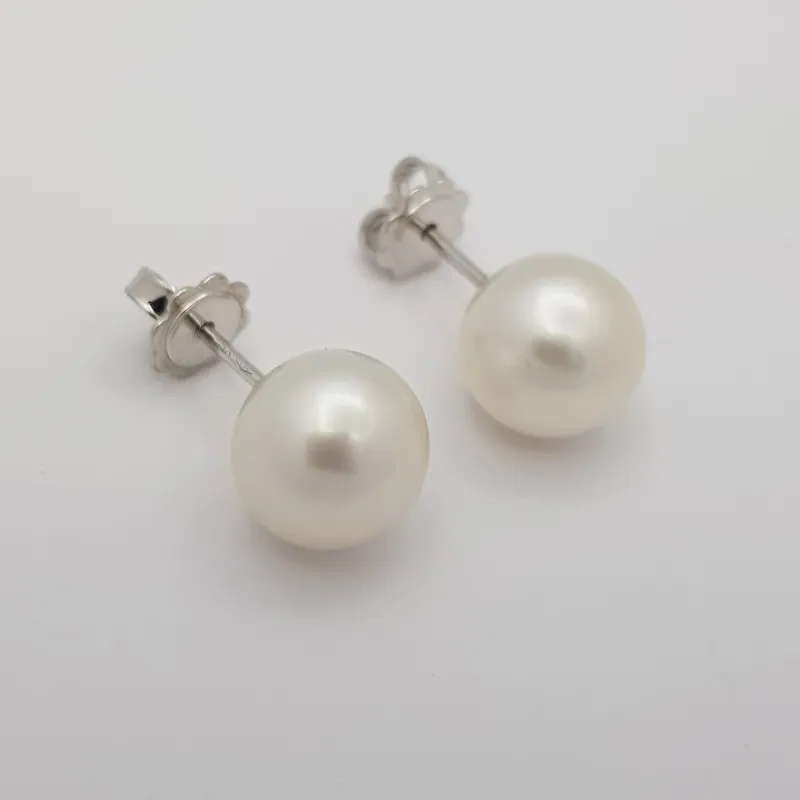 ORECCHNI PERLE AUSTRALIA WHITE Misura 11 - 11.5 mm - ORO BIANCO 18 KT