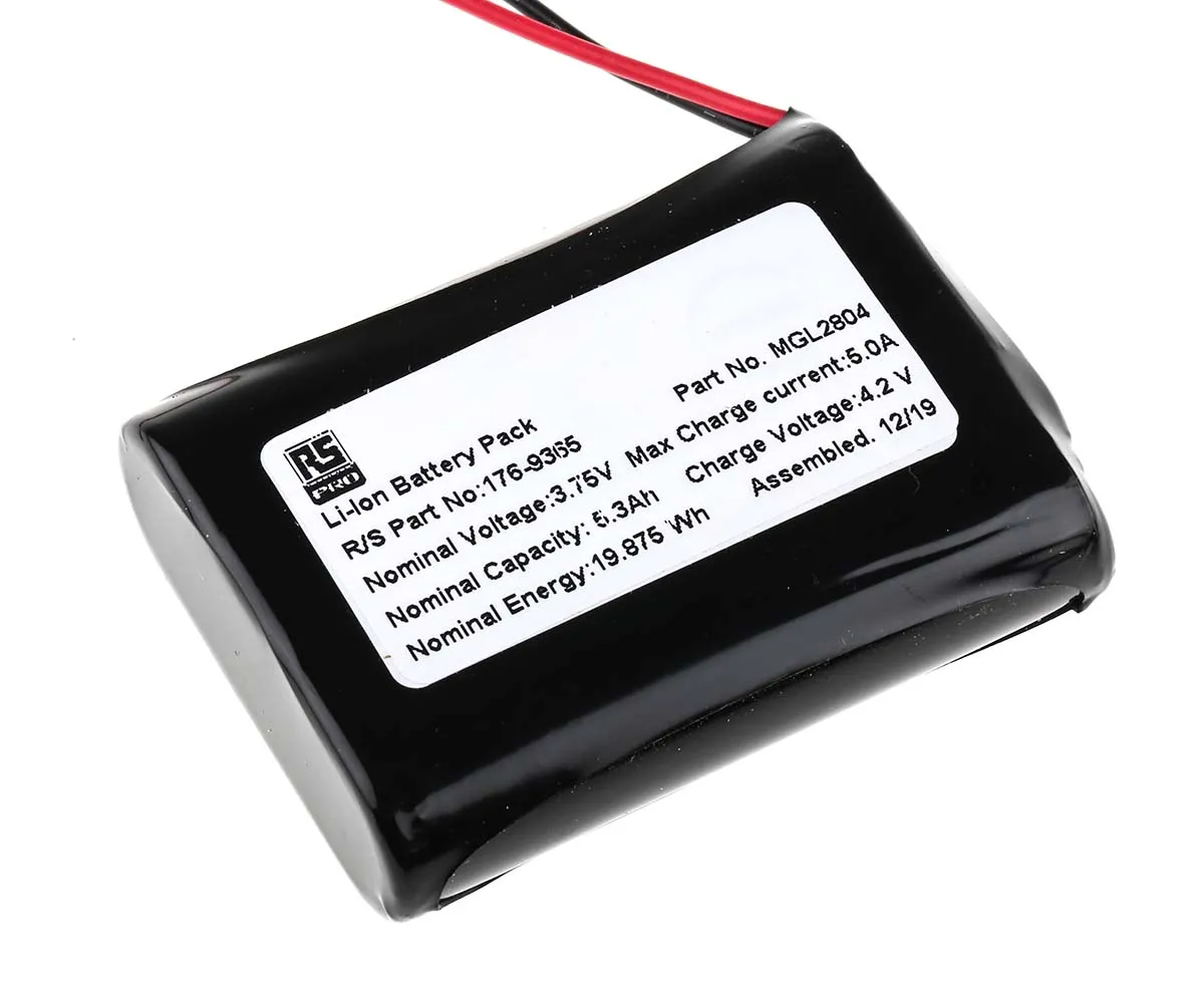 Pacco batterie ricaricabile RS PRO, 1 celle, 3.6V, 5.3Ah, Ioni di litio