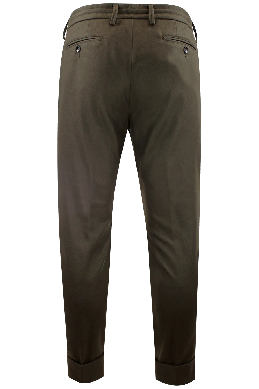   Pantalone con pince e coulisse in lana verde oliva