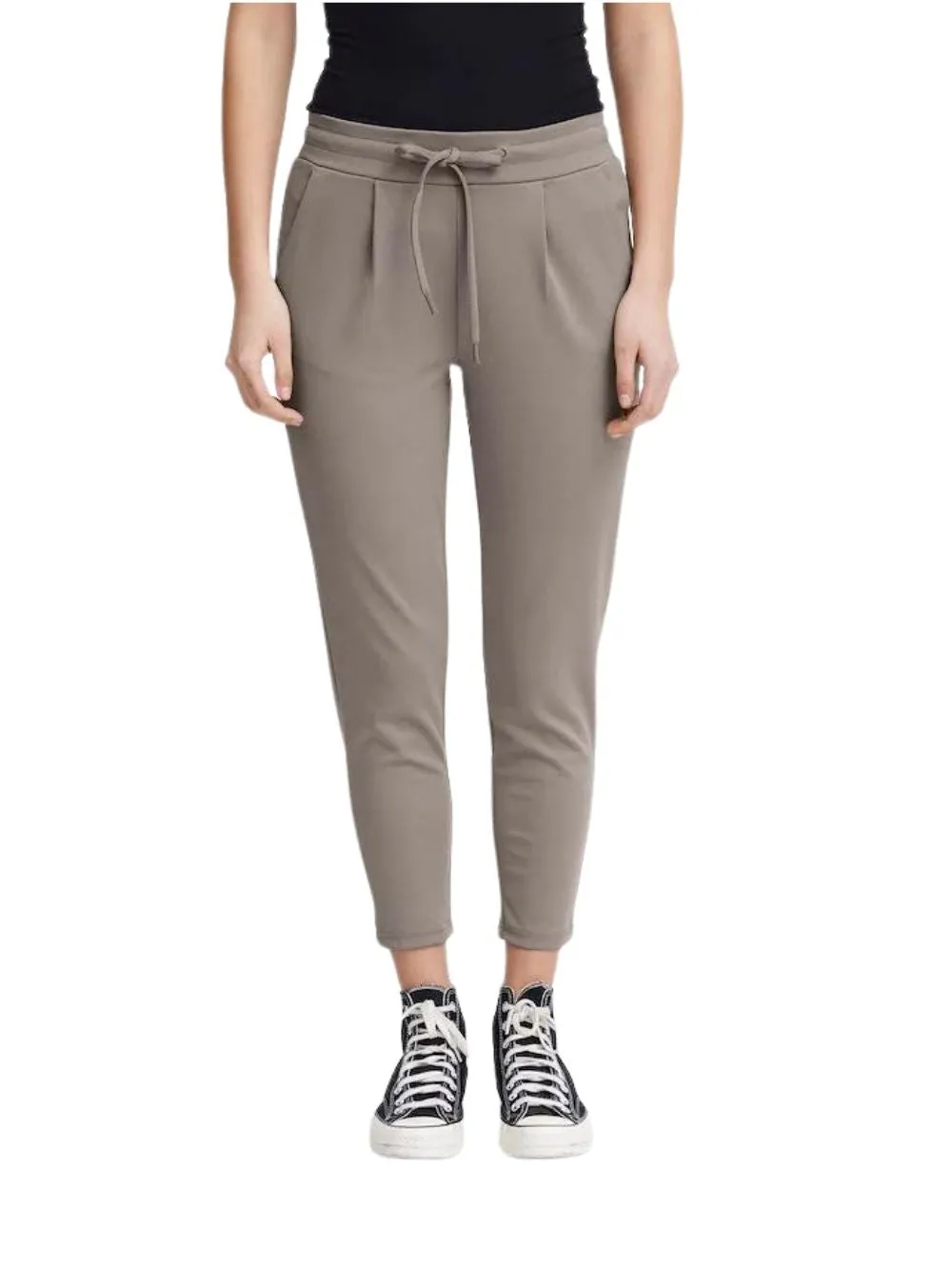 Pantalone Donna grigio con laccio in vita