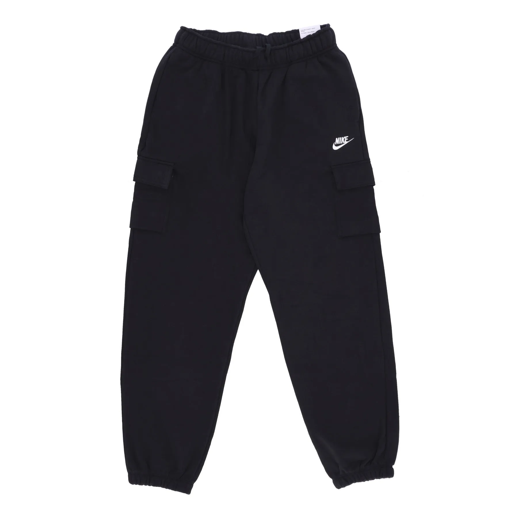 Pantalone Tuta Felpato Donna Sportswear Club Fleece Mid-rise Oversized Pant Cargo Black/white
