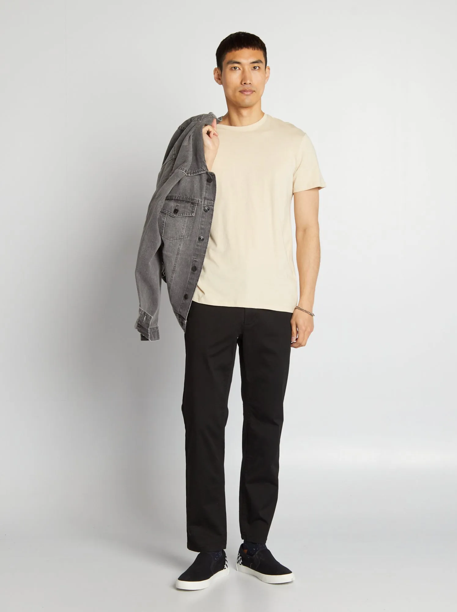 Pantaloni chino regular - NERO