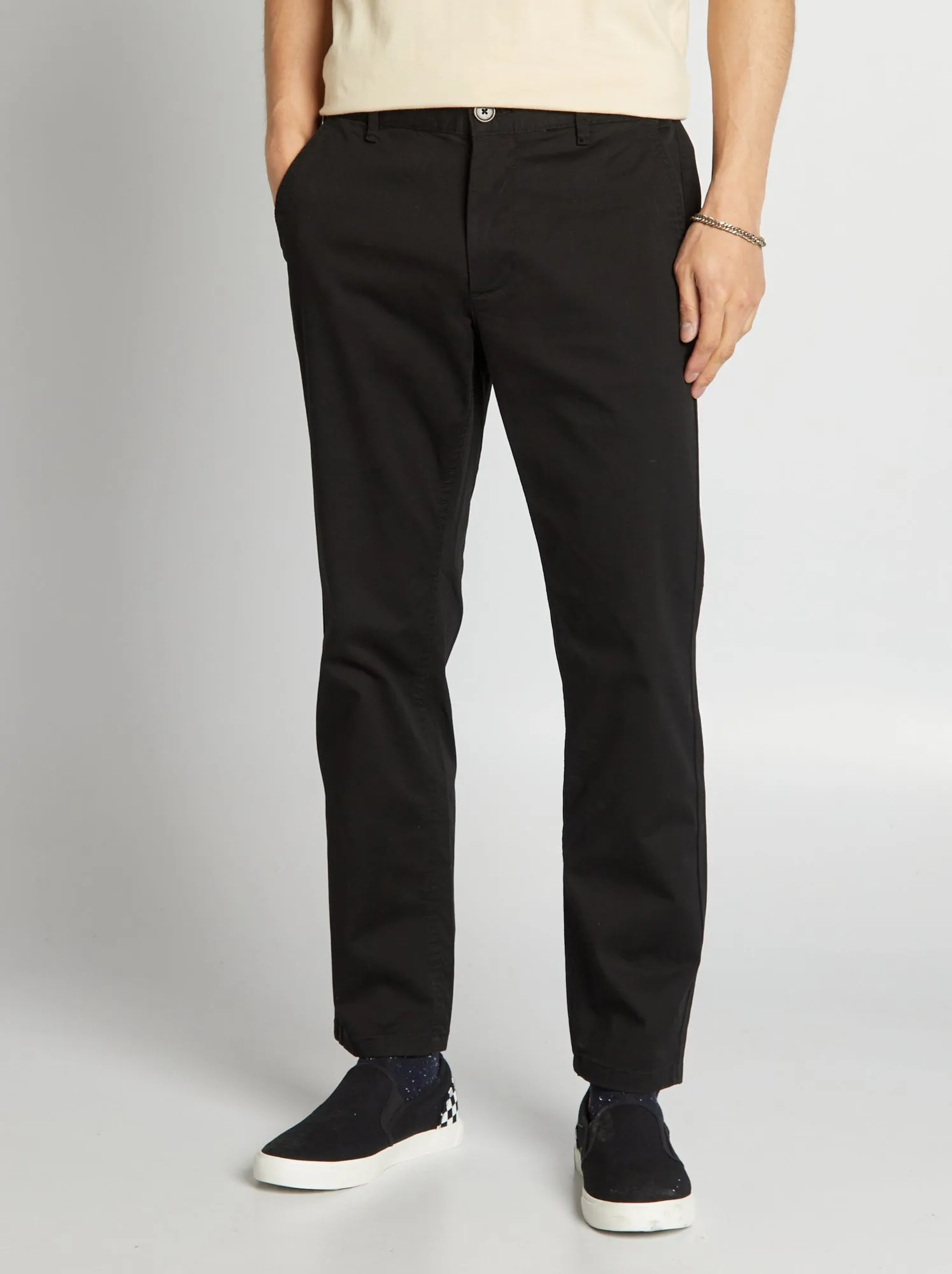 Pantaloni chino regular - NERO