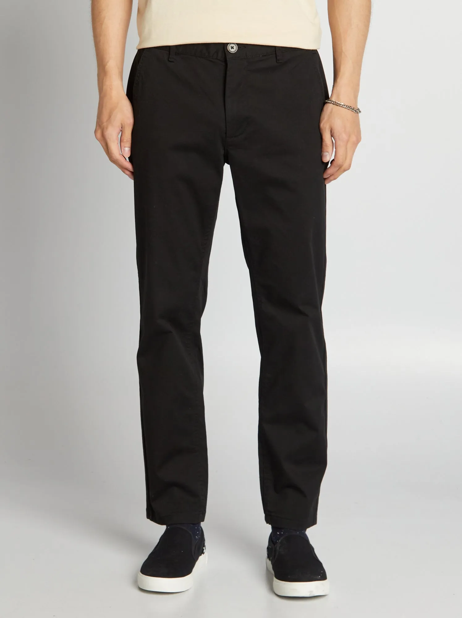 Pantaloni chino regular - NERO