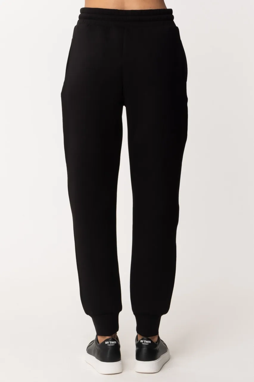 Pantaloni jogging logati in scuba Nero