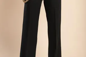 Pantaloni lunghi eleganti con gamba dritta, neri