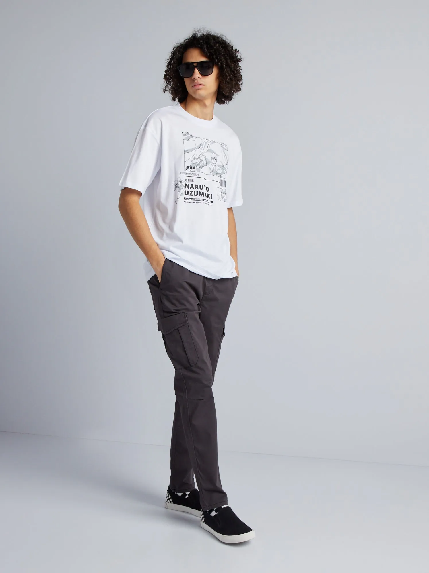 Pantaloni slim multitasche - NERO