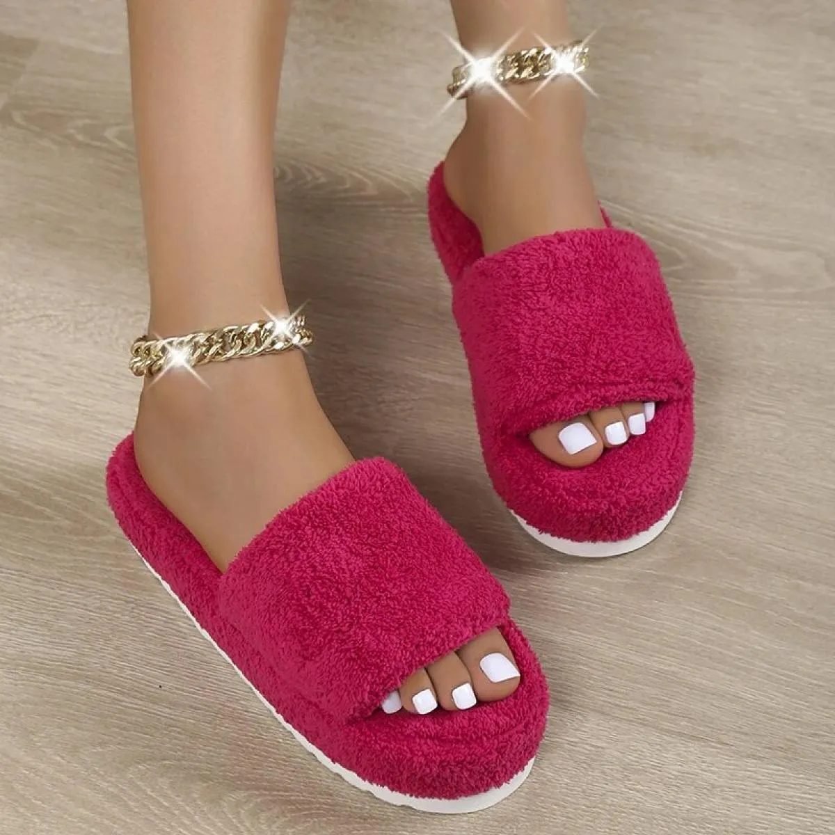 Pantofole da donna con suola spessa di marca di lusso Pantofole da donna in velluto a coste verde Capispalla piatti da donna Inf