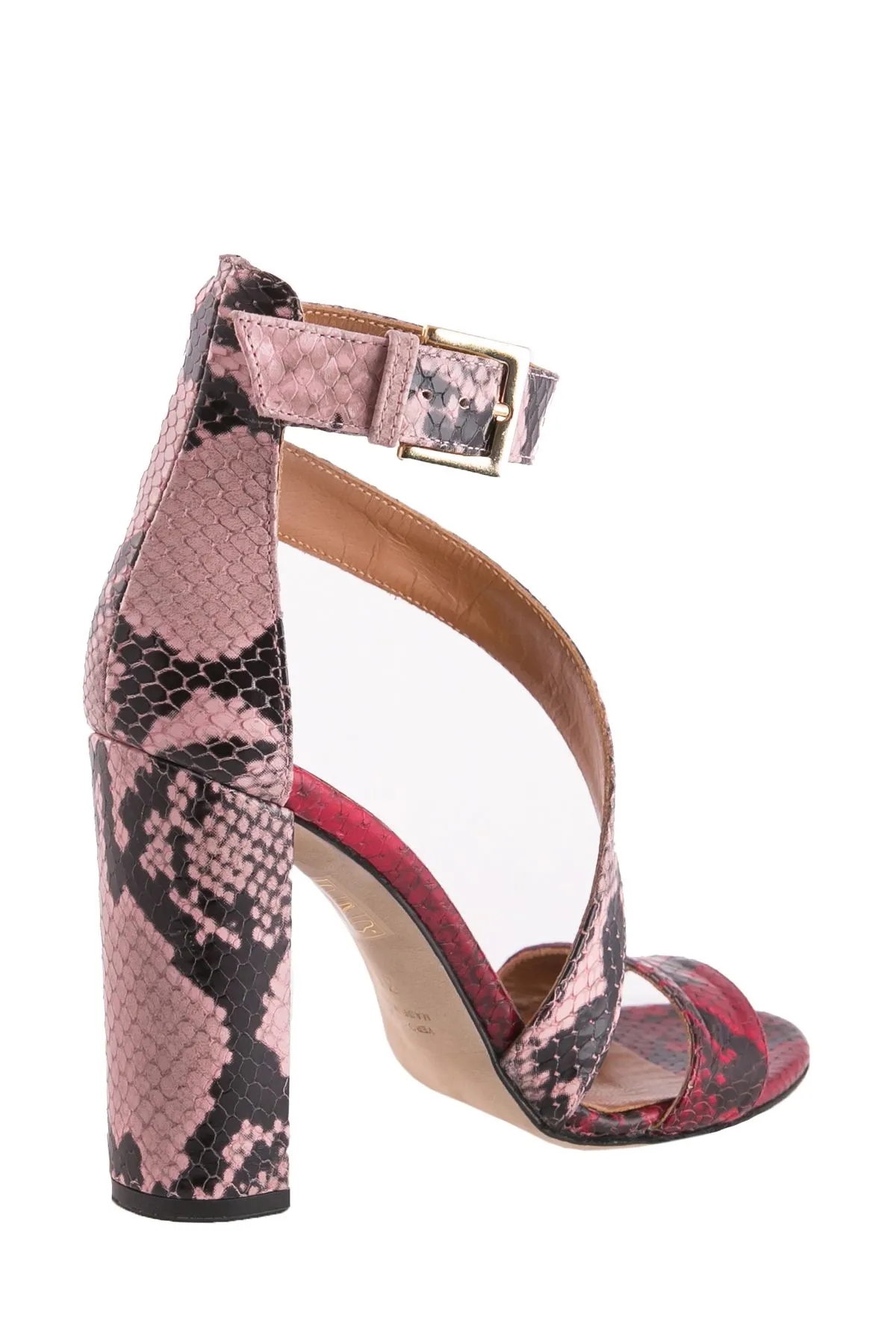 PARIS TEXAS   SANDALI IN PELLE PITONATA GIALLA E ROSA