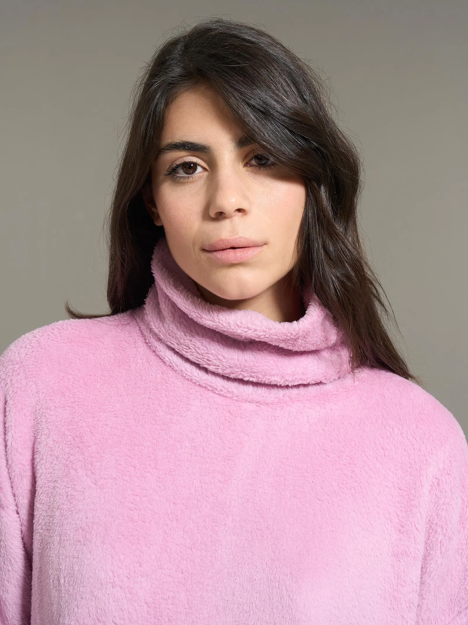 Pigiama con collo a vulcano in Polar Fleece - Mauve Mist