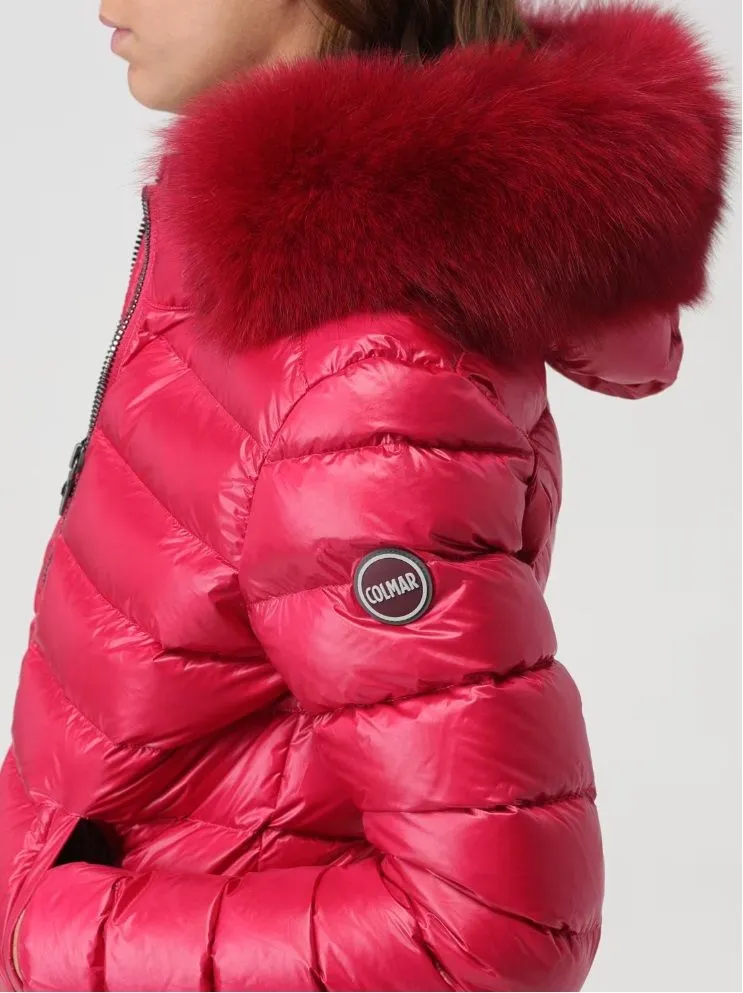 PIUMINO FUCSIA CON CAPPUCCIO CON PELLICCIA