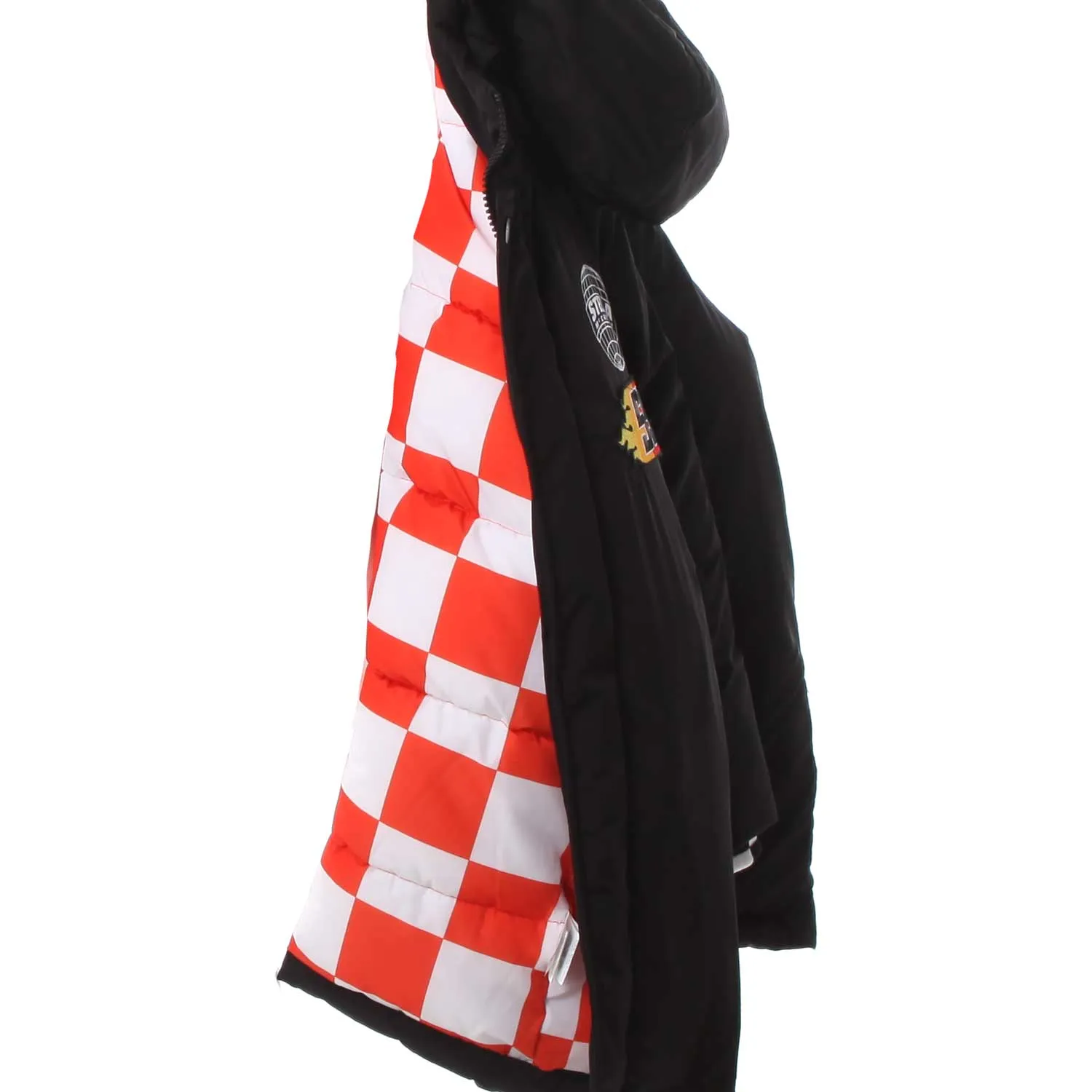 Piumino Lungo Con Badge Interno Quadri
