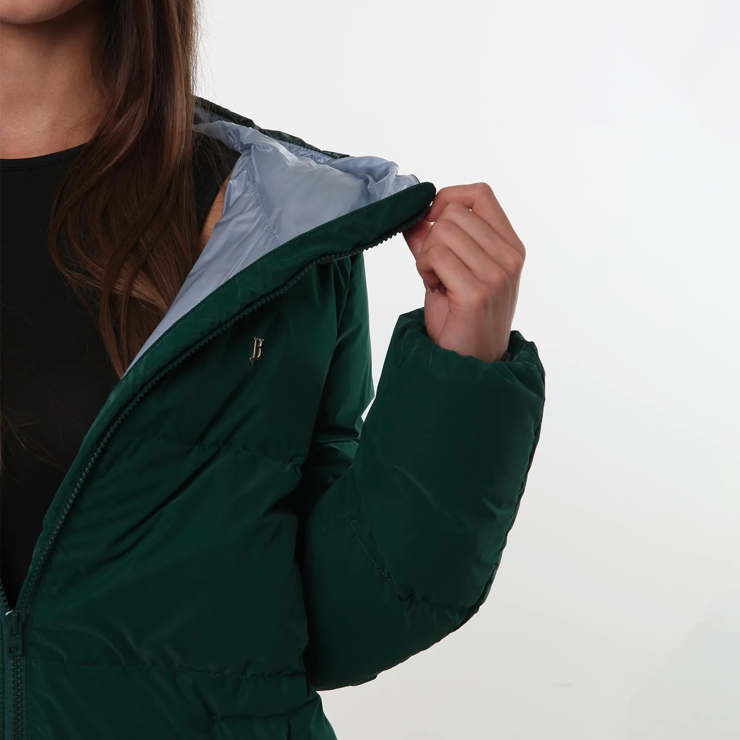 Piumino Lungo Herno Verde E Celeste